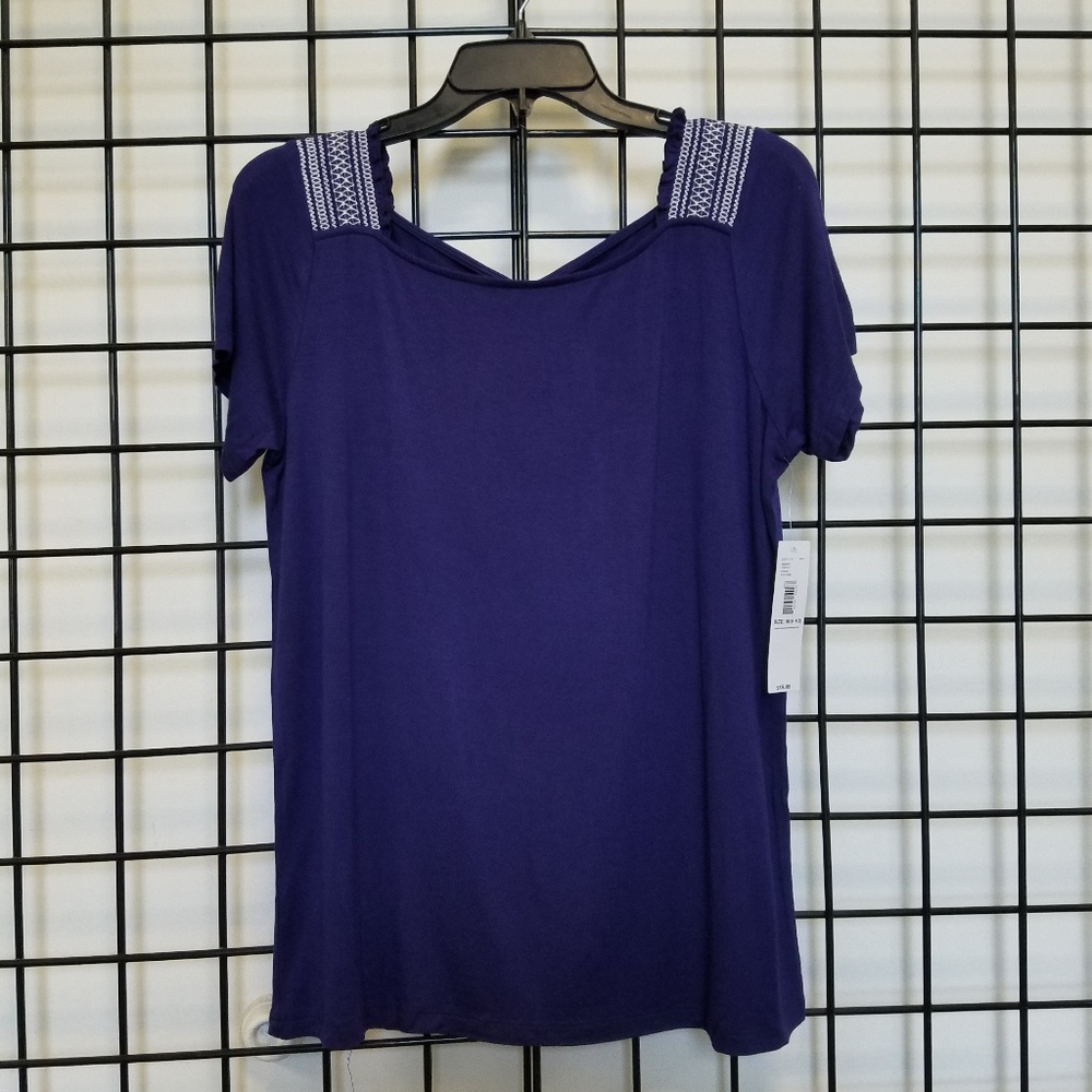Blue  Shirt with Shoulder Details